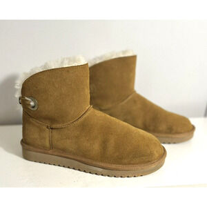 Ugg Koolaburra Chestnut Brown Remley Mini Boot Faux Fur Adjustable Strap Size 9